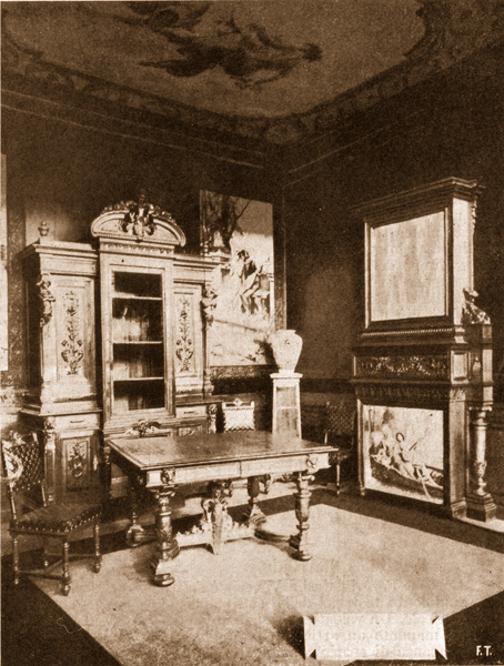 Valabrega Esposizione Nazionale Torino 1898. Sala da pranzo, stile Rinascimento.